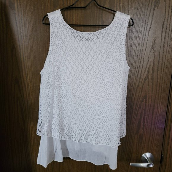 Cherishh Made in Italy White Lace Embroidered Tank Top *** No Size Tag *** - Picture 5 of 12